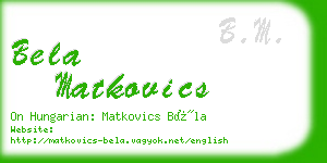 bela matkovics business card